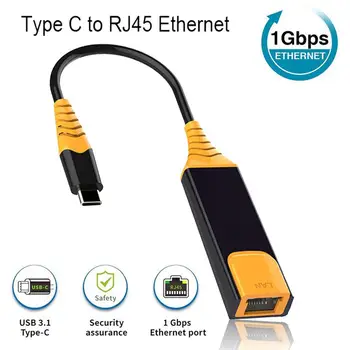 

USB C to 1Gbps Ethernet Adapter Thunderbolt 3 / Type-C to RJ45 Gigabit Ethernet LAN Network Adapter Compatible Extension Cable