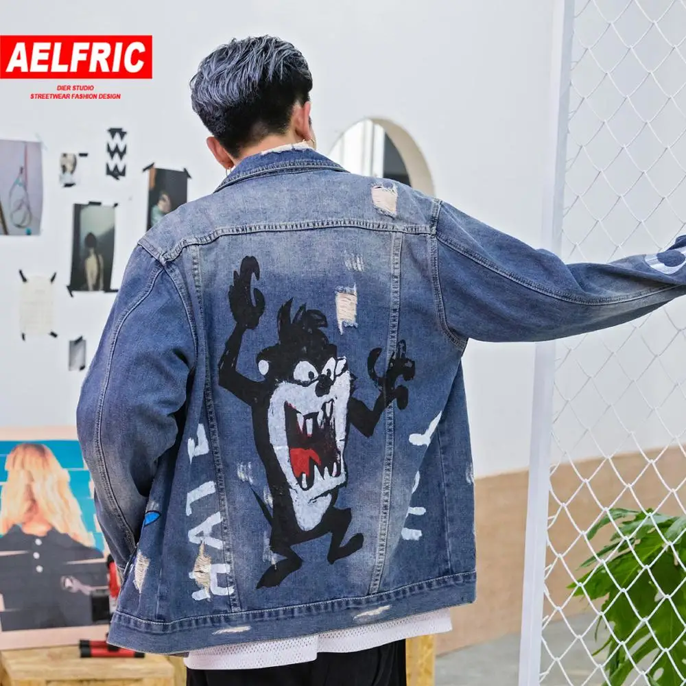 AELFRIC Funny Cartoon Letter Graffiti Mens Denim Jackets Vintage Harajuku Hip Hop Fashion Casual Outwear Hole Coats Streetwear 
AELFRIC Funny Cartoon Letter Graffiti Mens Denim Jackets Vintage Harajuku Hip Hop Fashion Casual Outwear Hole Coats Streetwear