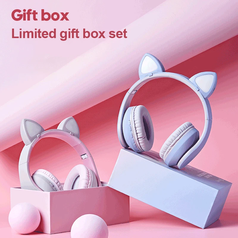 Bluetooth Headphones Wireless Over Ear Cat Ear Headphones with LED Light Foldable Volume Control Earphones Headsets Earbuds
Bluetooth Headphones Wireless Over Ear Cat Ear Headphones with LED Light Foldable Volume Control Earphones Headsets Earbuds