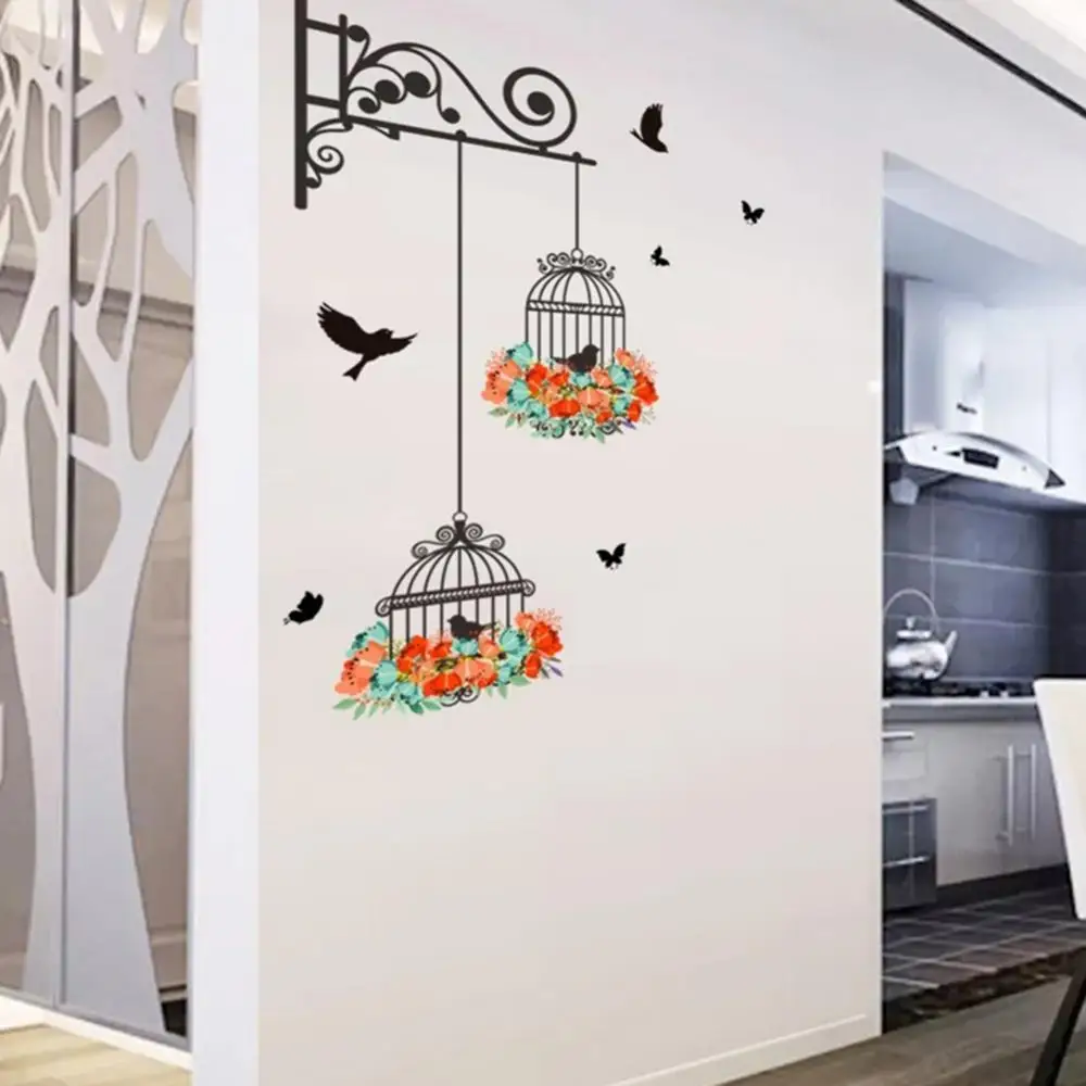 Фото 1 комплект декоративные ПВХ наклейки на стену в виде птичьей клетки 76x56 см | Дом и