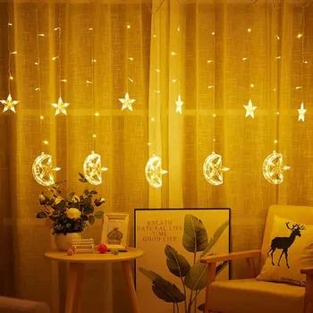 Holiday 6 Moon +12 Star Icicle String Light Fairy Star Moon Curtain String Garlands Light For Christmas Party Holiday Decoration
Holiday 6 Moon +12 Star Icicle String Light Fairy Star Moon Curtain String Garlands Light For Christmas Party Holiday Decoration