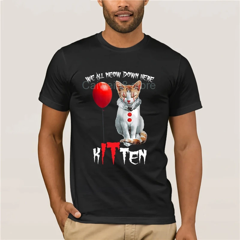 New Summer Men'S Casual Print T-Shirt Fashion Scary Creepy We All Meow Down Here Clown Cat Kitten Fashion Printed Men'S T-Shirt
New Summer Men'S Casual Print T-Shirt Fashion Scary Creepy We All Meow Down Here Clown Cat Kitten Fashion Printed Men'S T-Shirt