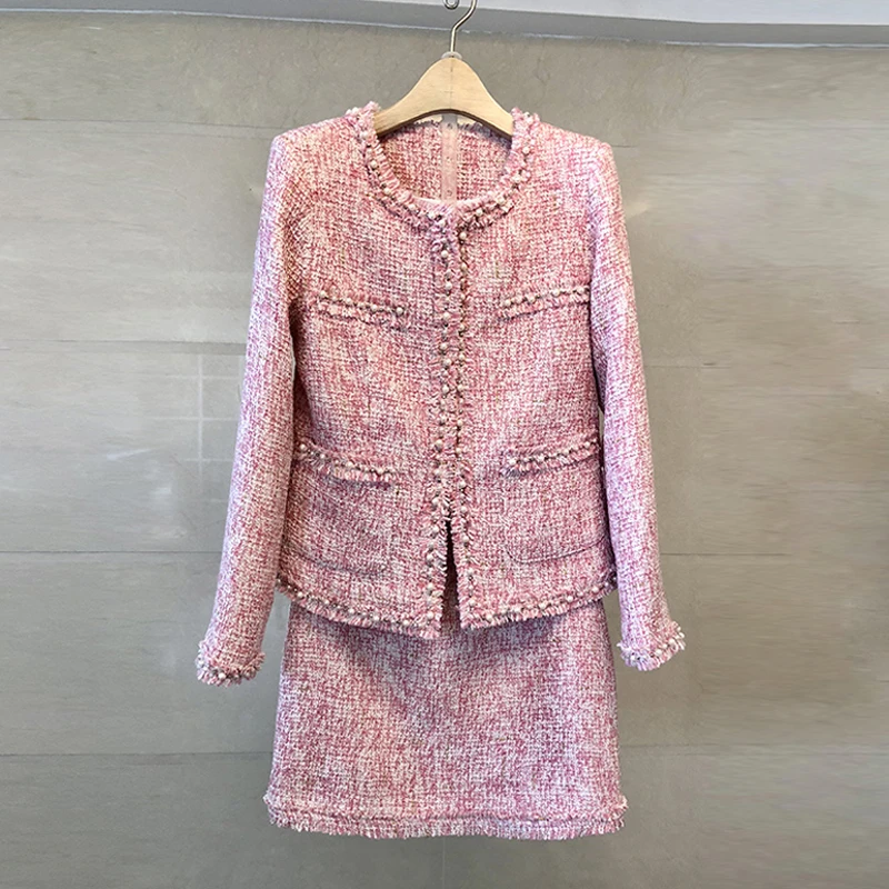 Red RoosaRosee Designer Autumn Women Fashion 2 Piece Tweed Set European Lady Manual Beads Tassel Short Coat + Mini Skirt Twinset
Red RoosaRosee Designer Autumn Women Fashion 2 Piece Tweed Set European Lady Manual Beads Tassel Short Coat + Mini Skirt Twinset