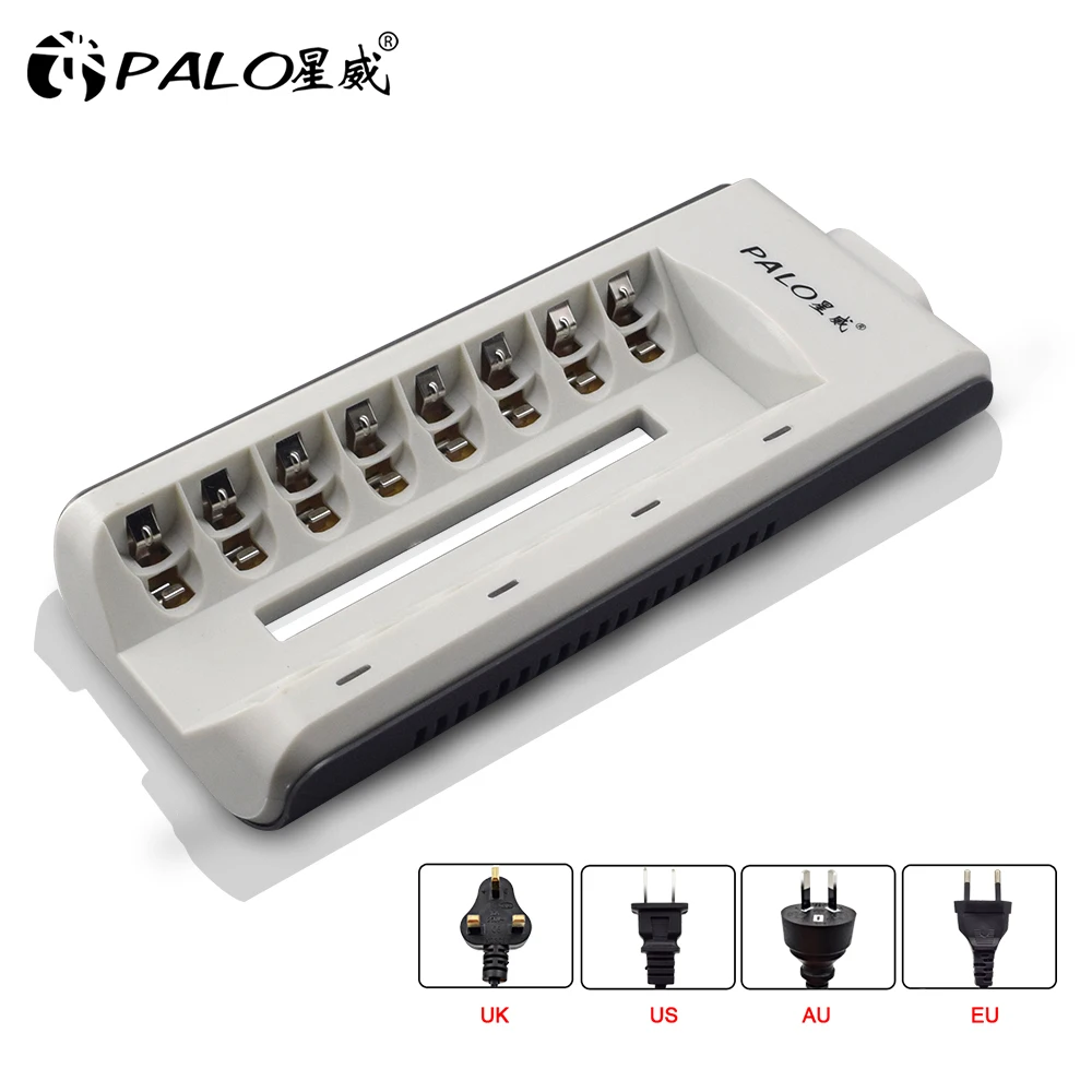 

PALO Rechargeable Battery Quick Charger 8 Slots LED Display Smart Batteries Charger for 1.2V AA AAA Ni-MH Ni-CD Battery Cell