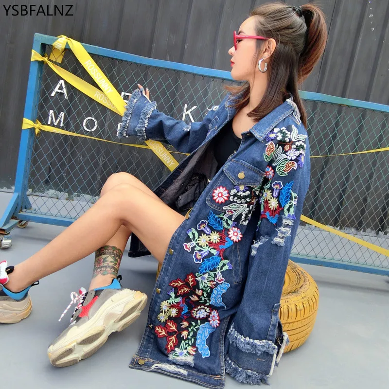Floral Embroidery Denim Jacket Oversize Coat Women Spring Autumn Ripped Beading Tassel Long Sleeve Jean Jackets 2020 Clothes New
Floral Embroidery Denim Jacket Oversize Coat Women Spring Autumn Ripped Beading Tassel Long Sleeve Jean Jackets 2020 Clothes New