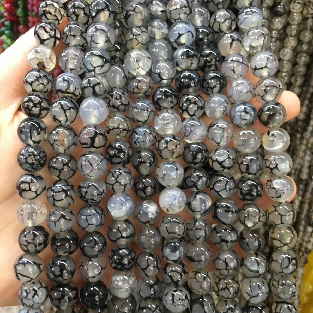 black dragon vein agates 6/8/10/12 mm round ball loose beads for