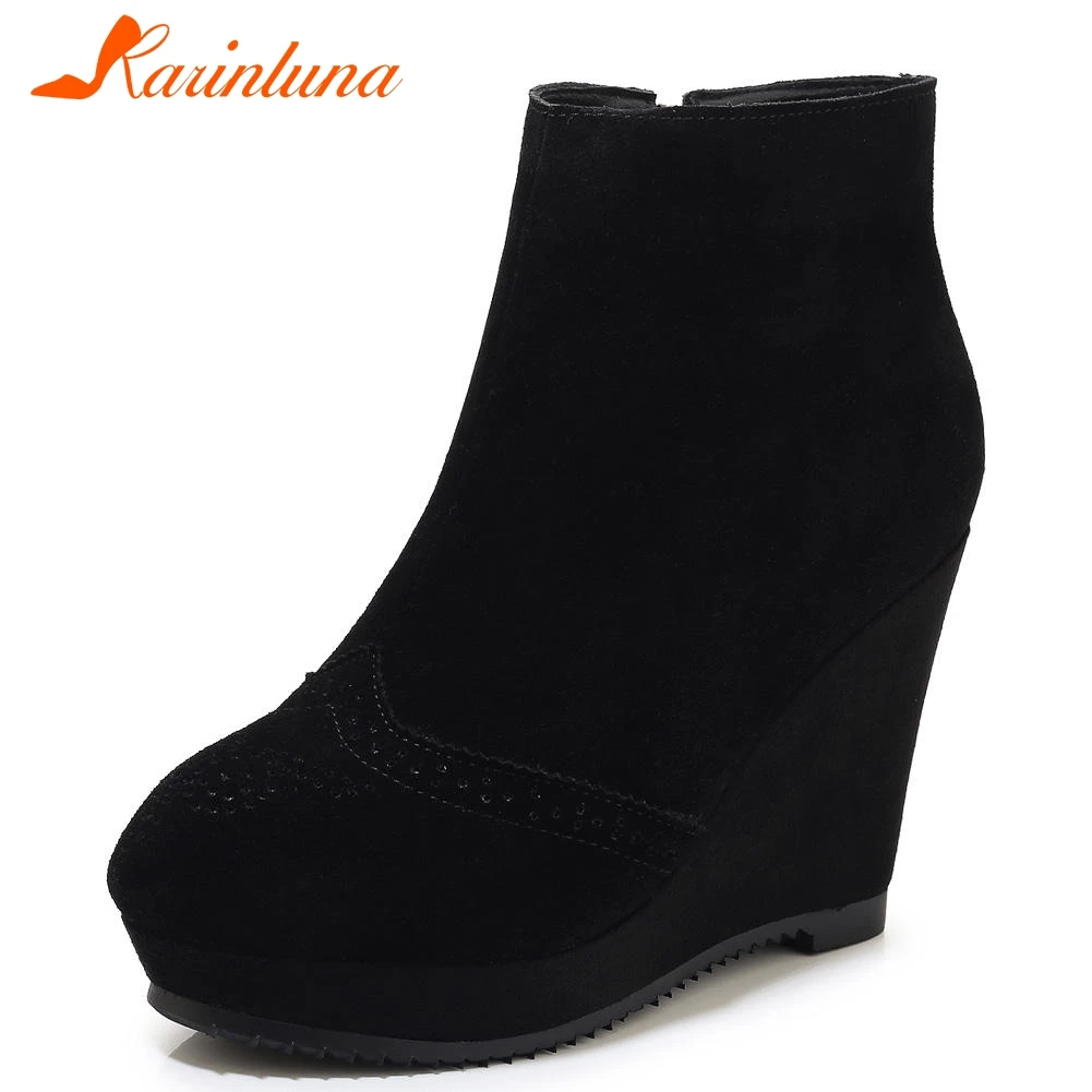 Karinluna 2019 brand brogue platform cow suede wedges high heels Boots Female Shoes Women comfortable ankle Boots Woman Shoes
Karinluna 2019 brand brogue platform cow suede wedges high heels Boots Female Shoes Women comfortable ankle Boots Woman Shoes