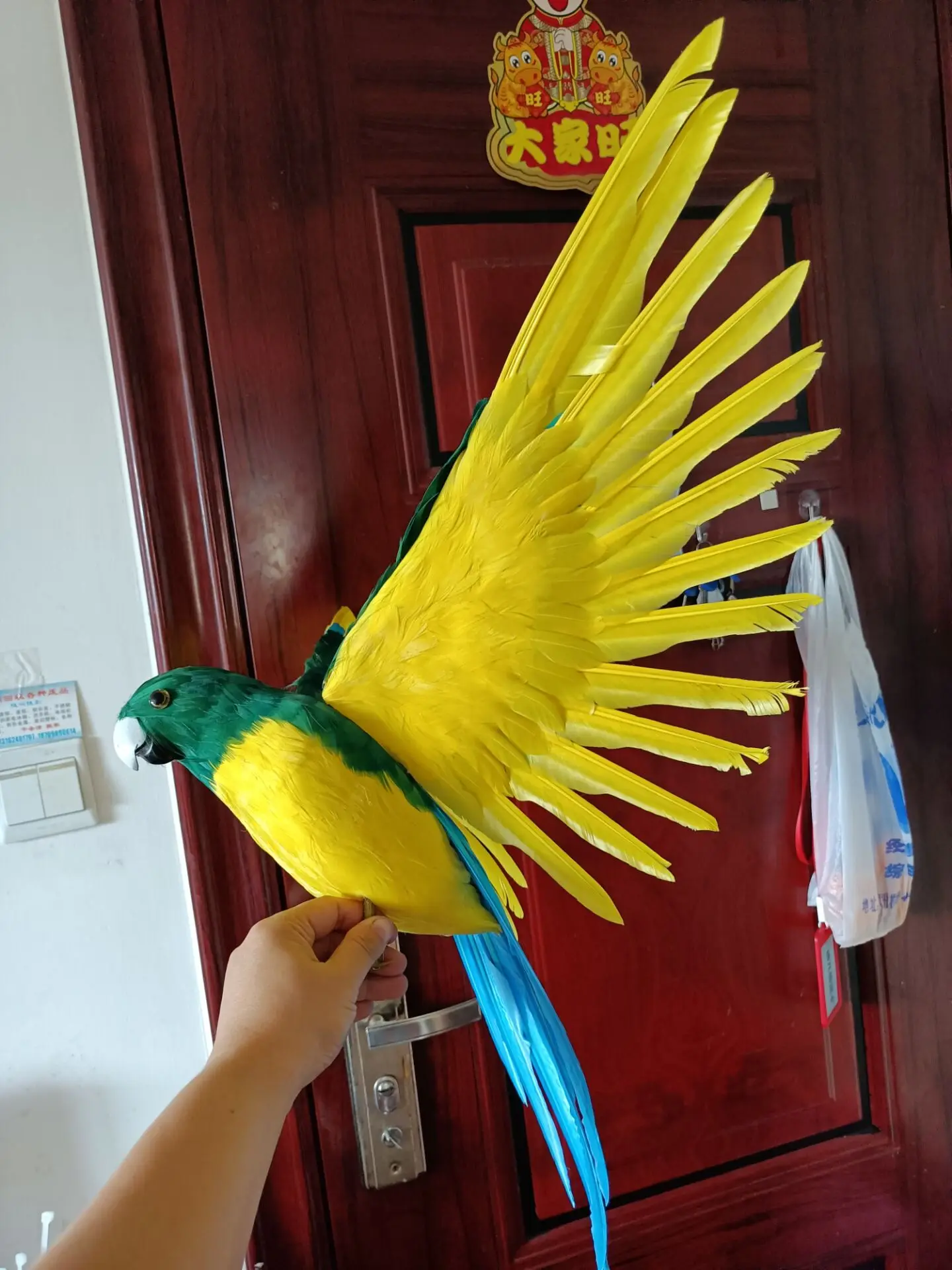 

new real life parrot model foam&feather green&yellow wings parrot bird gift about 42x60cm xf3010