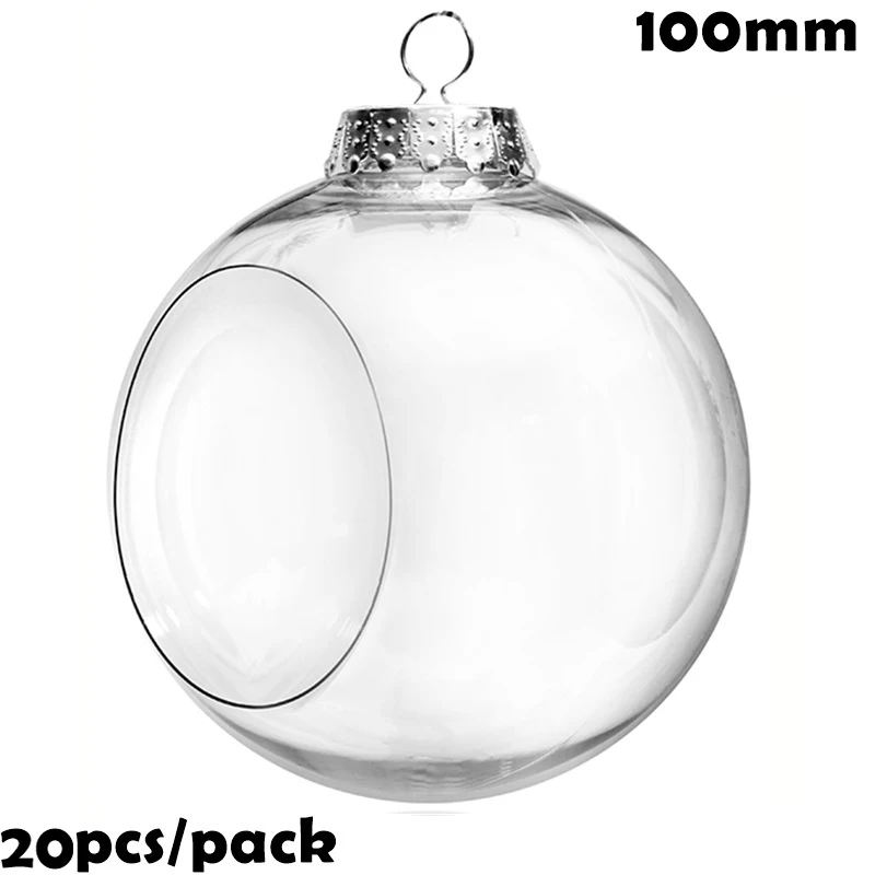 

20 Pieces x DIY Paintable/Shatterproof Christmas Decoration Ornament 100mm Plastic Window Opening Bauble Ball