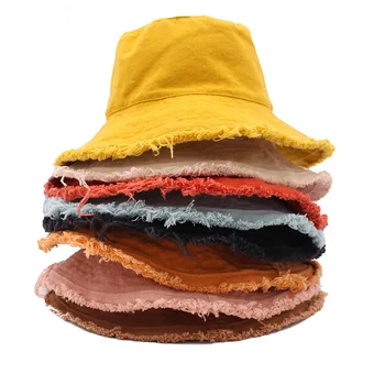 솔리드 컬러 버킷 모자, 부드러운 알루미늄 와이어 모양, 물 세척 버킷 모자, 여성 나들이 세면대 모자
