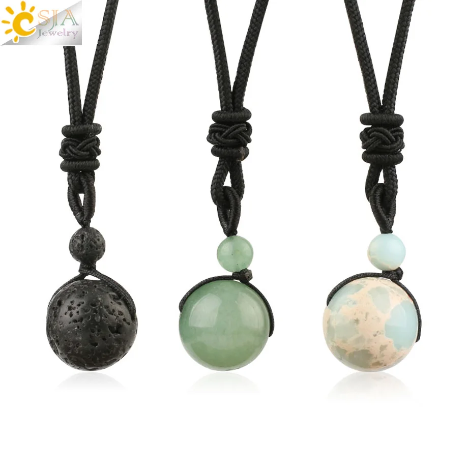 CSJA Natural Gem Stone Round Ball Beads Pendants Necklaces Healing Lava Green Aventurine Adjustable Necklace for Female Men S465
CSJA Natural Gem Stone Round Ball Beads Pendants Necklaces Healing Lava Green Aventurine Adjustable Necklace for Female Men S465