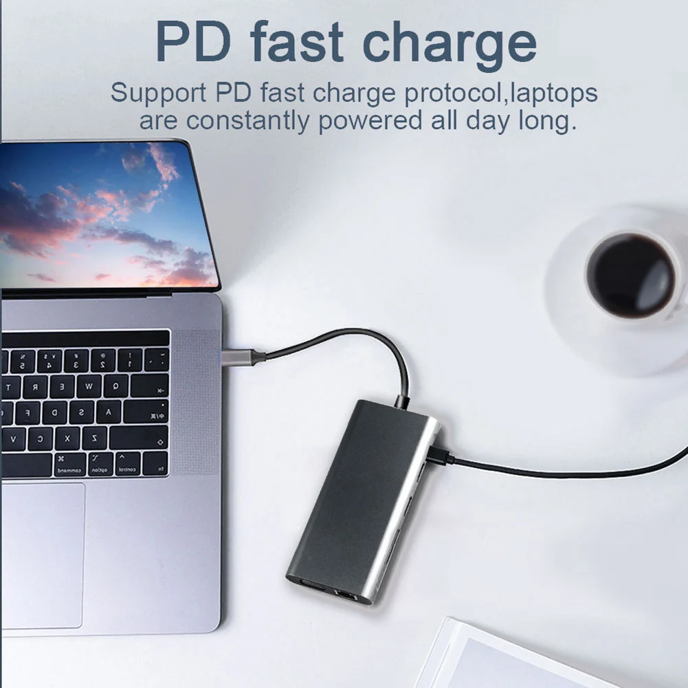 11-in-1 Type C Hub Lightness and Portability No Space Occupy USB C to HDMI VGA RJ45 USB3.0 TF Card Reader USB-C Power Port
11-in-1 Type C Hub Lightness and Portability No Space Occupy USB C to HDMI VGA RJ45 USB3.0 TF Card Reader USB-C Power Port