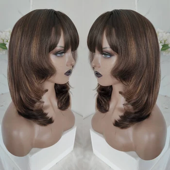 Synthetic brown wigs with bangs Wavy Wig with Highlights Synthetic lace front wig Middle Part Wigs for Women Heat Resistant
Synthetic brown wigs with bangs Wavy Wig with Highlights Synthetic lace front wig Middle Part Wigs for Women Heat Resistant