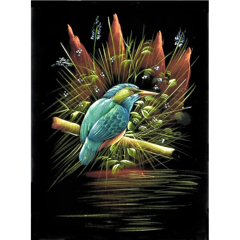 Diamond Painting Kingfisher Cross Stitch Kit Full Square Round Embroidery Bird Rhinestone Pictures Home Decor Gift | Дом и сад