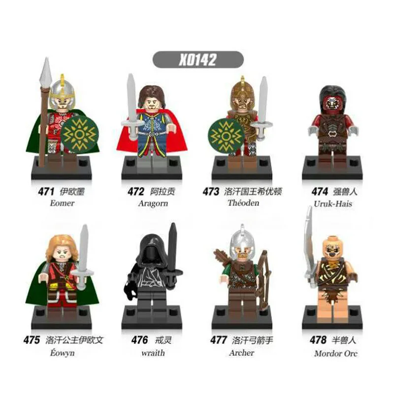 X0142 Building Blocks Super Heroes Lord of the Rings Eomer Theoden Archer Mordor Orc Eowyn Wraith Figures Toys forChildren DIY
X0142 Building Blocks Super Heroes Lord of the Rings Eomer Theoden Archer Mordor Orc Eowyn Wraith Figures Toys forChildren DIY