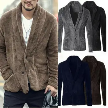 Men Winter Solid Color Long Sleeve Faux Fur Button Coat Warm Thickened Blazer Men's Windbreaker Coat Male Outwear
Men Winter Solid Color Long Sleeve Faux Fur Button Coat Warm Thickened Blazer Men's Windbreaker Coat Male Outwear