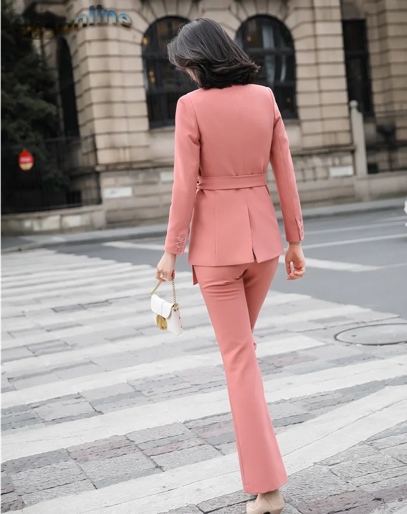 Fashion Pink Autumn Winter Formal Uniform Designs Pantsuits with Pants and Jackets Coat Professional Female Career Blazers Set
Fashion Pink Autumn Winter Formal Uniform Designs Pantsuits with Pants and Jackets Coat Professional Female Career Blazers Set