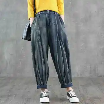 Vintage Art Cotton Denim Pants Women Plus Size Elastic High Waist Distressed Hip Hop Boyfriend Jeans Harem Pants Crop Trousers
Vintage Art Cotton Denim Pants Women Plus Size Elastic High Waist Distressed Hip Hop Boyfriend Jeans Harem Pants Crop Trousers