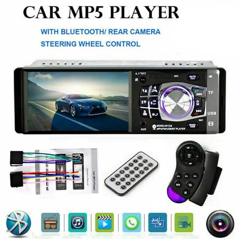 4.1" Autoradio Single Din MP5 Car Multimedia Player Universal Auto Stereo Video MP5 Player With Bluetooth Remote Control
4.1" Autoradio Single Din MP5 Car Multimedia Player Universal Auto Stereo Video MP5 Player With Bluetooth Remote Control