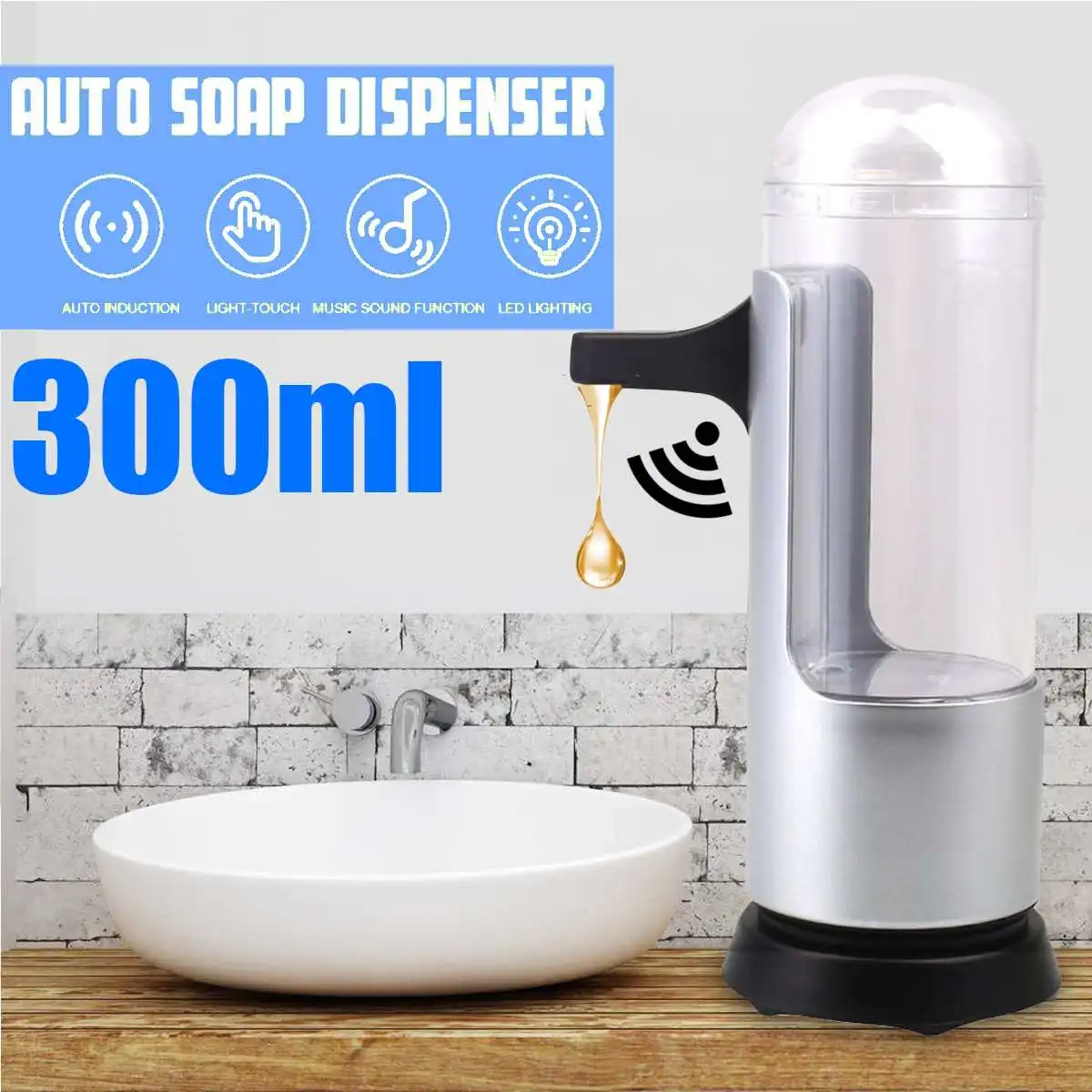 300ml Auto Induction Soap Dispenser IPX7 IR Body Sensing Intelligent Container With Led Light
300ml Auto Induction Soap Dispenser IPX7 IR Body Sensing Intelligent Container With Led Light