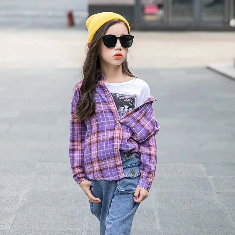 Girls Shirts Spring Autumn Long Sleeve Kids Plaid Shirt for Girls Blouse Cotton Kids Tops Clothes Children Shirts 10 12 Year 
Girls Shirts Spring Autumn Long Sleeve Kids Plaid Shirt for Girls Blouse Cotton Kids Tops Clothes Children Shirts 10 12 Year