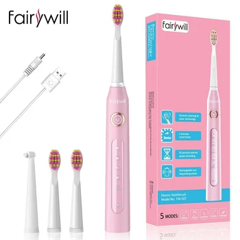 Fairywill Electric Toothbrush FW507 IPX7 Ultrasonic automatic Fast Charging Rechargeable 5 Mode with 3 Brush Head Gift for Adult
Fairywill Electric Toothbrush FW507 IPX7 Ultrasonic automatic Fast Charging Rechargeable 5 Mode with 3 Brush Head Gift for Adult