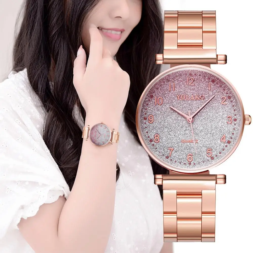 YOLAKO Luxury Female Saat Fashion Minimalist Stainless Steel Bracelet Round Digital Big Dial Ladies Quartz Dress New Watch XB40 
YOLAKO Luxury Female Saat Fashion Minimalist Stainless Steel Bracelet Round Digital Big Dial Ladies Quartz Dress New Watch XB40