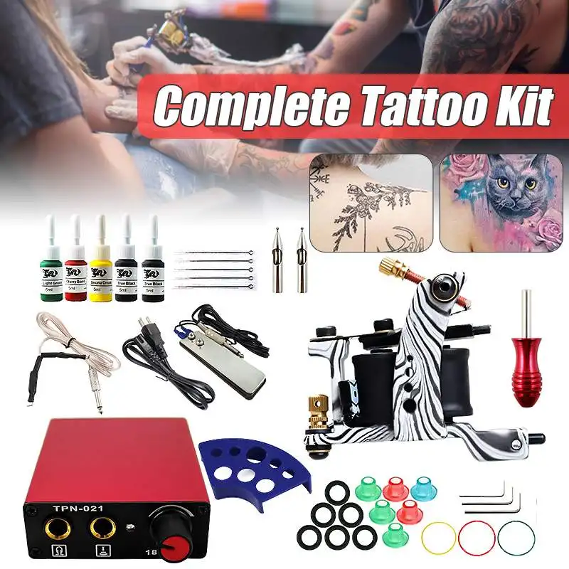 TK104013 Complete Tattoo Machine Kit Set 1 Coils Guns 5 Colors Pigment Sets Power Tatoo Beginner Grips Kits Permanent Makeup
TK104013 Complete Tattoo Machine Kit Set 1 Coils Guns 5 Colors Pigment Sets Power Tatoo Beginner Grips Kits Permanent Makeup
