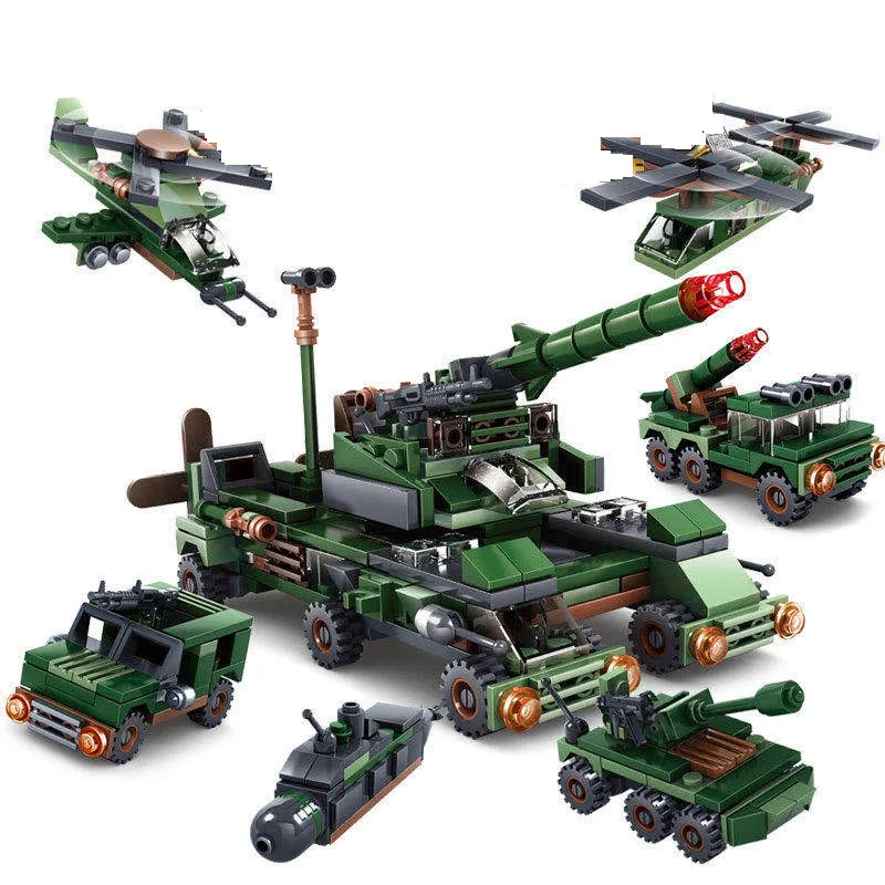 6 in 1 Military Building Blocks Tank Aircraft Submarine Motorcycle Children's Early Education Wisdom Building block Toys
6 in 1 Military Building Blocks Tank Aircraft Submarine Motorcycle Children's Early Education Wisdom Building block Toys