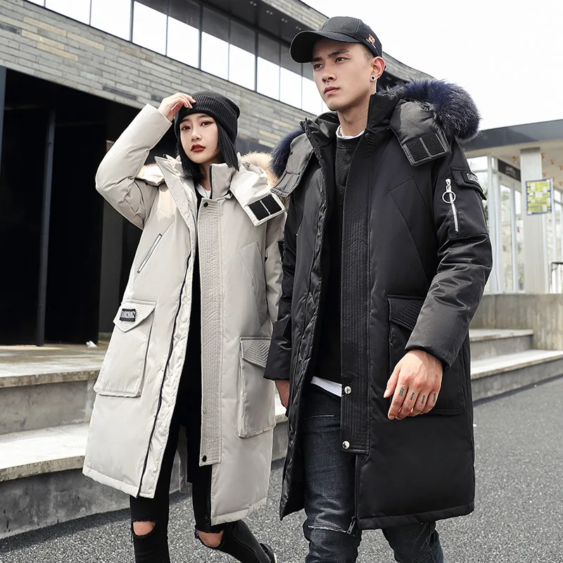 -30 Degree Couple Winter White Duck Down Jacket Long Keep Warm Thicken Coat Men Fashion Hooded Fur Collar Windbreaker Down Parka
-30 Degree Couple Winter White Duck Down Jacket Long Keep Warm Thicken Coat Men Fashion Hooded Fur Collar Windbreaker Down Parka