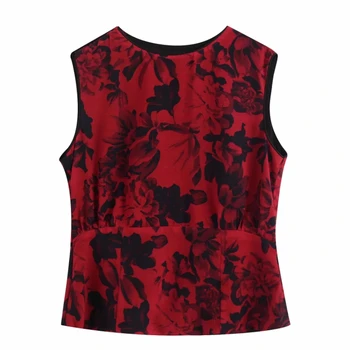 new women vintage o neck sleeveless flower print casual chiffon blouse ladies wasit shirts chic femininas red blusas tops LS6244 
new women vintage o neck sleeveless flower print casual chiffon blouse ladies wasit shirts chic femininas red blusas tops LS6244