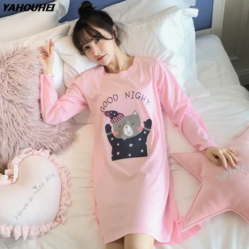 2019 Autumn 100% Cotton Nightgown For Women Long Sleeve Night Dress Sweet 90s Girls Cute Cartoon Nightdress Female Home Clothing
2019 Autumn 100% Cotton Nightgown For Women Long Sleeve Night Dress Sweet 90s Girls Cute Cartoon Nightdress Female Home Clothing