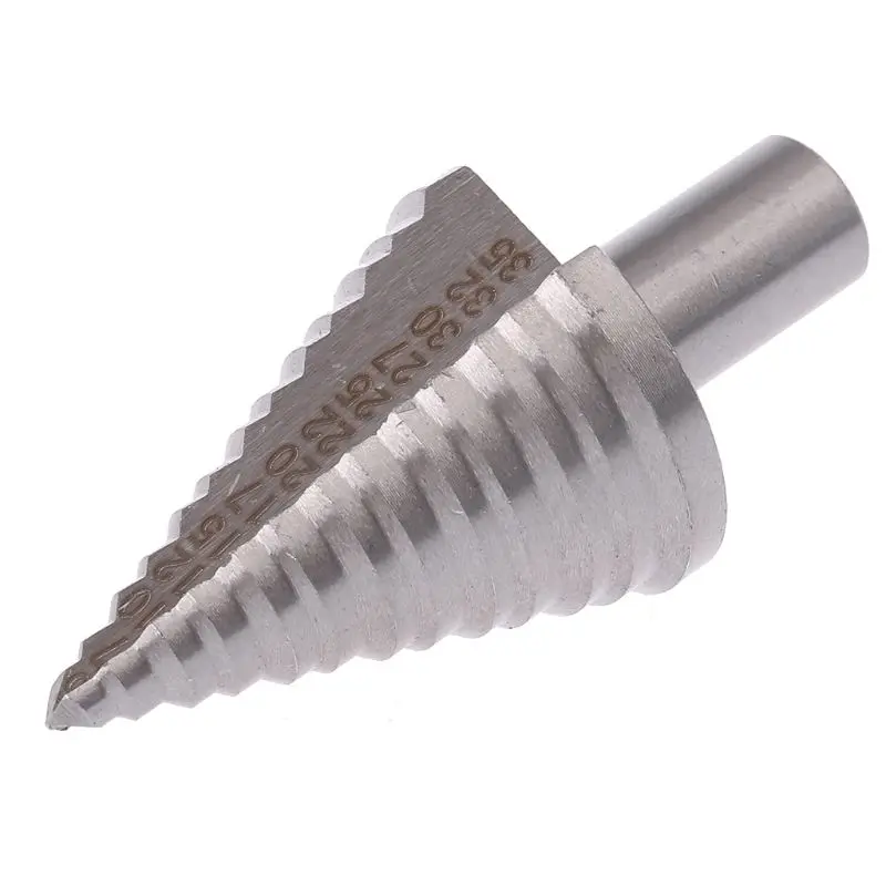 13 Step HSS Spiral Grooved Conical Cone Drill Bit Hole Cutter Tool Triangle Round Shank 5-35mm
13 Step HSS Spiral Grooved Conical Cone Drill Bit Hole Cutter Tool Triangle Round Shank 5-35mm