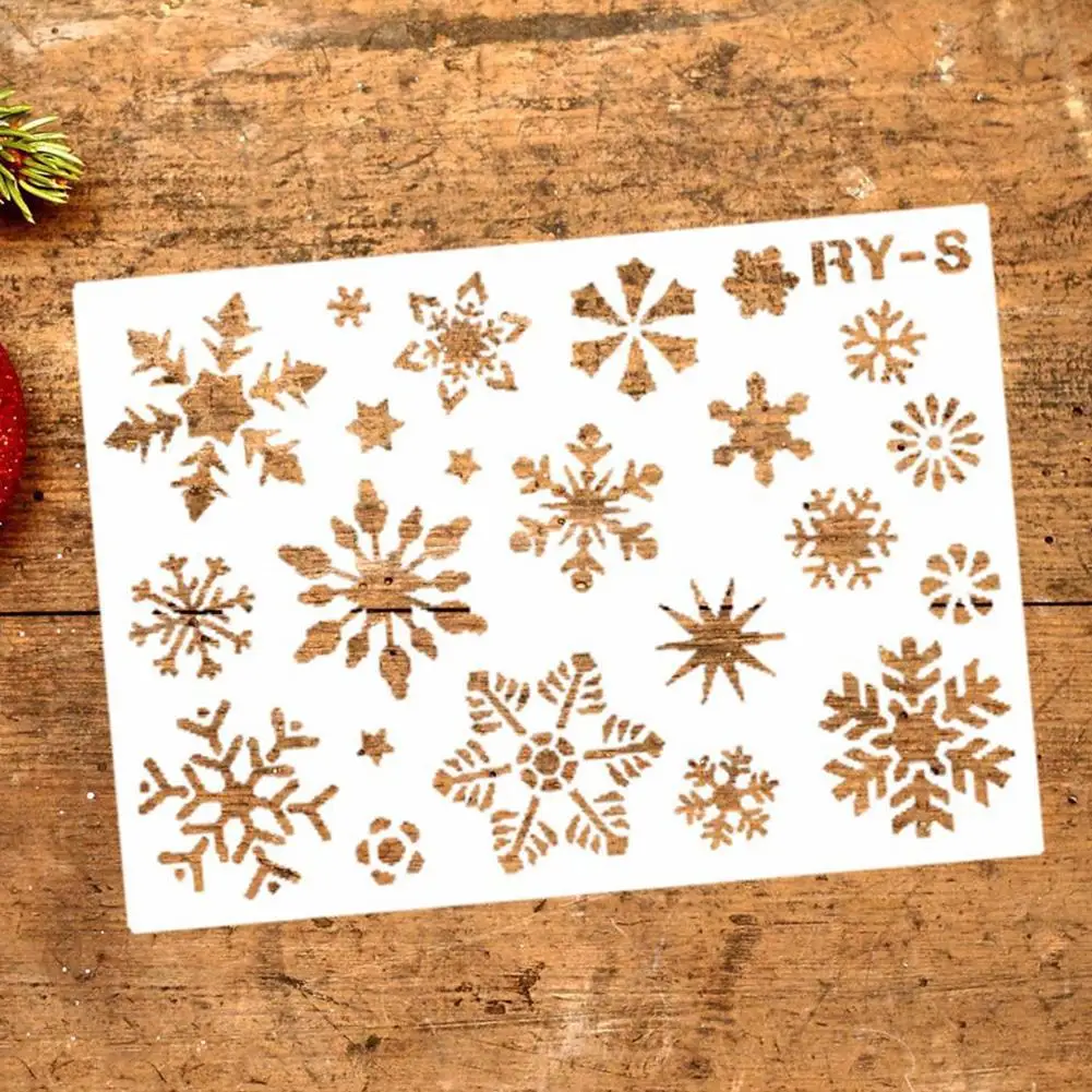 Лидер продаж! Рождественский полый шаблон в форме снежинки DIY трафарет настенная