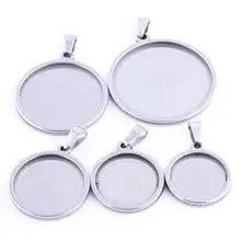 

5pcs Stainless Steel Blank Cabochon Base Settings 18mm 20mm 25mm 30mm 35mm Pendant Trays Diy Necklace Bezels For Jewelry Making