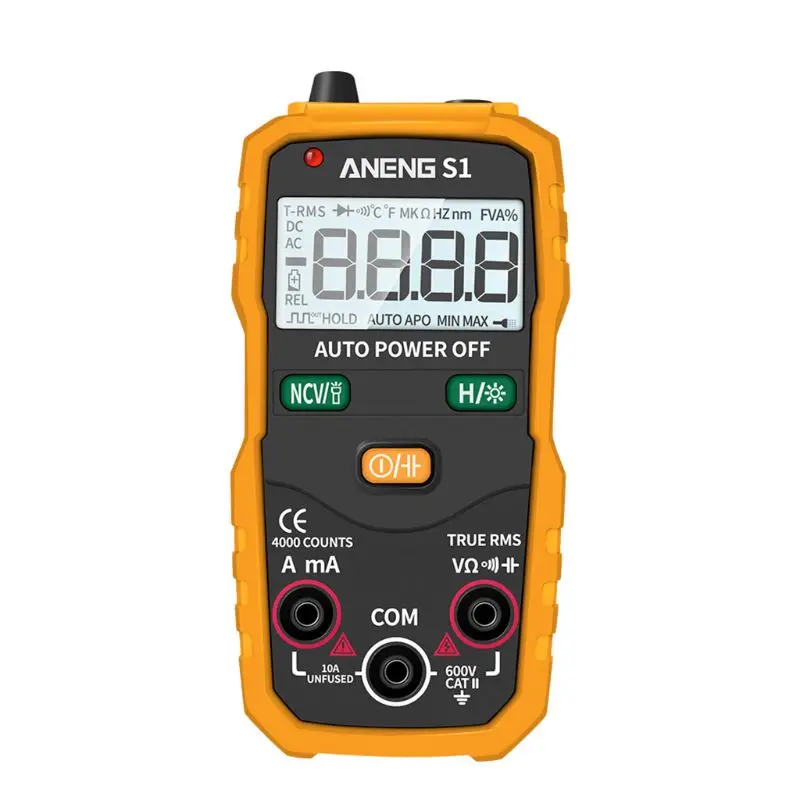 S1 Digital Multimeter Auto Range True RMS NCV with LCD backlight Flashlight 4000 Counts Data Hold
S1 Digital Multimeter Auto Range True RMS NCV with LCD backlight Flashlight 4000 Counts Data Hold