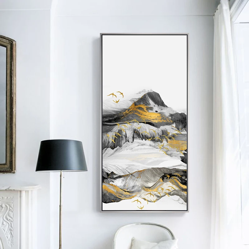 Chinese Ink Splash Abstract Golden Bird White Mountain Modular Pictures Canvas Poster Print Wall Art Canvas for Living Room 2-59
Chinese Ink Splash Abstract Golden Bird White Mountain Modular Pictures Canvas Poster Print Wall Art Canvas for Living Room 2-59