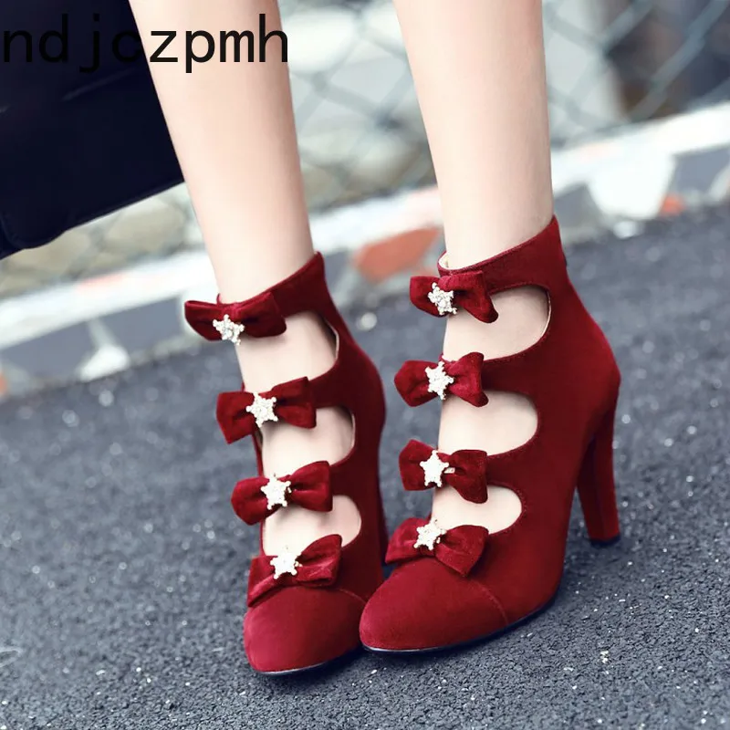 Pumps The New Spring and autumn fashion Round head Hollow butterfly Knot Crystal zipper High heel Women's shoes plus size 34-48
Pumps The New Spring and autumn fashion Round head Hollow butterfly Knot Crystal zipper High heel Women's shoes plus size 34-48
