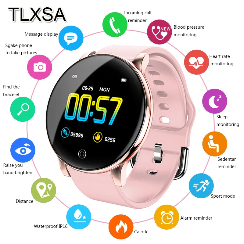 Women Sport Pedometer Smart Watch Music Control Sleep Blood pressure monitoring Watches Call Message Reminder reloj inteligente
Women Sport Pedometer Smart Watch Music Control Sleep Blood pressure monitoring Watches Call Message Reminder reloj inteligente