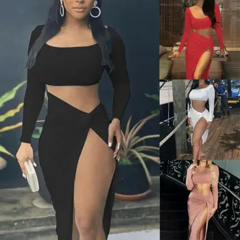 4 Colors Women Sexy Jumpsuit Long Sleeve Crop Top+Gypsy Hippie Skirts Clubwear Romper Set Female Casual Fashion Party Clubwear 
4 Colors Women Sexy Jumpsuit Long Sleeve Crop Top+Gypsy Hippie Skirts Clubwear Romper Set Female Casual Fashion Party Clubwear