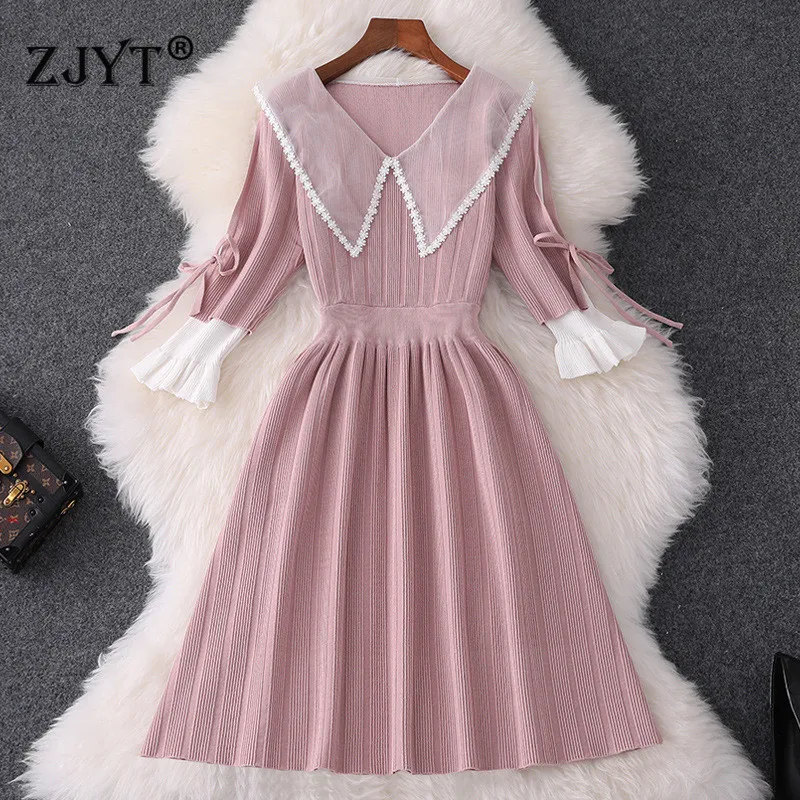 Fashion New Autumn Dress for Women 2019 Runway Designer Flare Sleeve High Waist Aline Short Sweet Knit Sweater Dress Vestidos
Fashion New Autumn Dress for Women 2019 Runway Designer Flare Sleeve High Waist Aline Short Sweet Knit Sweater Dress Vestidos
