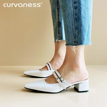 Women's Genuine Leather Slip-On Med Heel Slides Brand Designer Mules High Quality Summer Sandalias Comfortable Shoes Hot Sell
Women's Genuine Leather Slip-On Med Heel Slides Brand Designer Mules High Quality Summer Sandalias Comfortable Shoes Hot Sell
