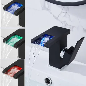 Color-Changing LED Lights Faucet Waterfall Basin Luminous Hot and Cold Water Faucet Bathroom Wash Bathroom Cabinet Faucet
Color-Changing LED Lights Faucet Waterfall Basin Luminous Hot and Cold Water Faucet Bathroom Wash Bathroom Cabinet Faucet