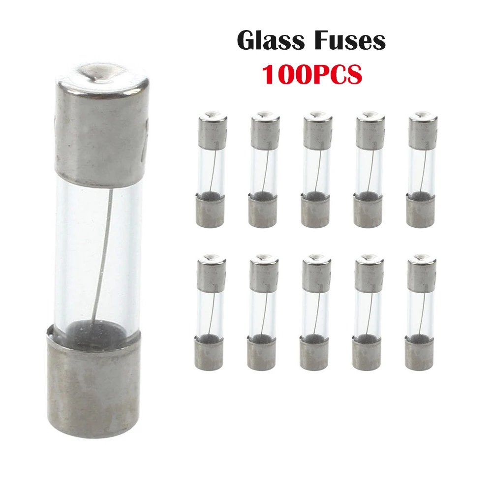 

100Pcs/lot Set Kit 5x20mm Fuse Assorted Kits DIY Quick Blow Glass Tube 250V Fast-blow Glass Fuses 0.5A 2A 5A 6A 15A 20A