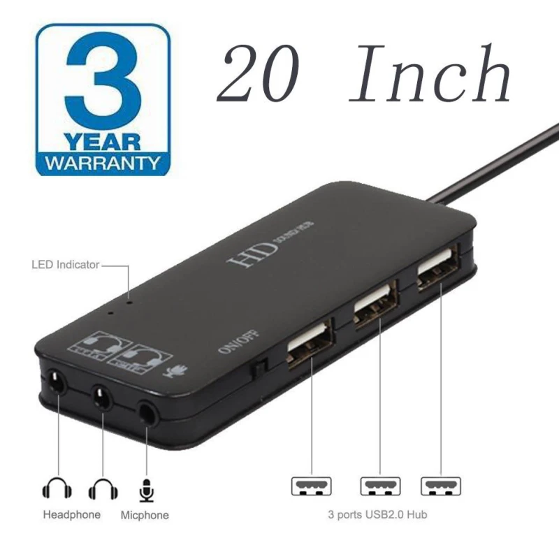 USB Hub With Audio Adapter External Sound Card Headphone Microphone Jack And Volume Control 3 Port Sound Cards for Laptop PC
USB Hub With Audio Adapter External Sound Card Headphone Microphone Jack And Volume Control 3 Port Sound Cards for Laptop PC