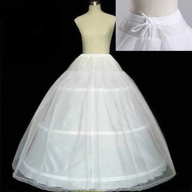 

High Quality White 3 Hoops Petticoat Crinoline Slip Underskirt For Wedding Costume Dress Bridal Gown In Stock