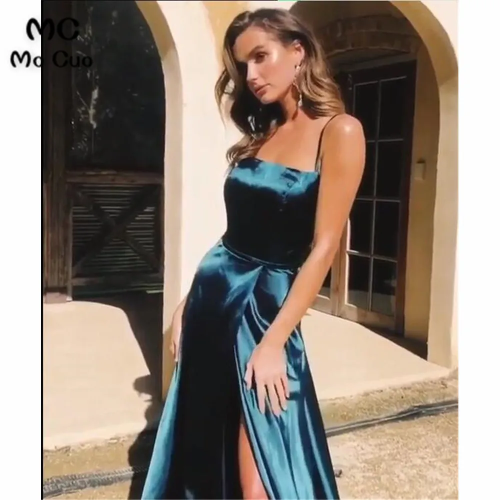 Wholesale Price Straps Evening Dresses Long Prom Gown Robe de soiree Shiny Silk Satin Front Slit A-Line Evening Party Dresses
Wholesale Price Straps Evening Dresses Long Prom Gown Robe de soiree Shiny Silk Satin Front Slit A-Line Evening Party Dresses