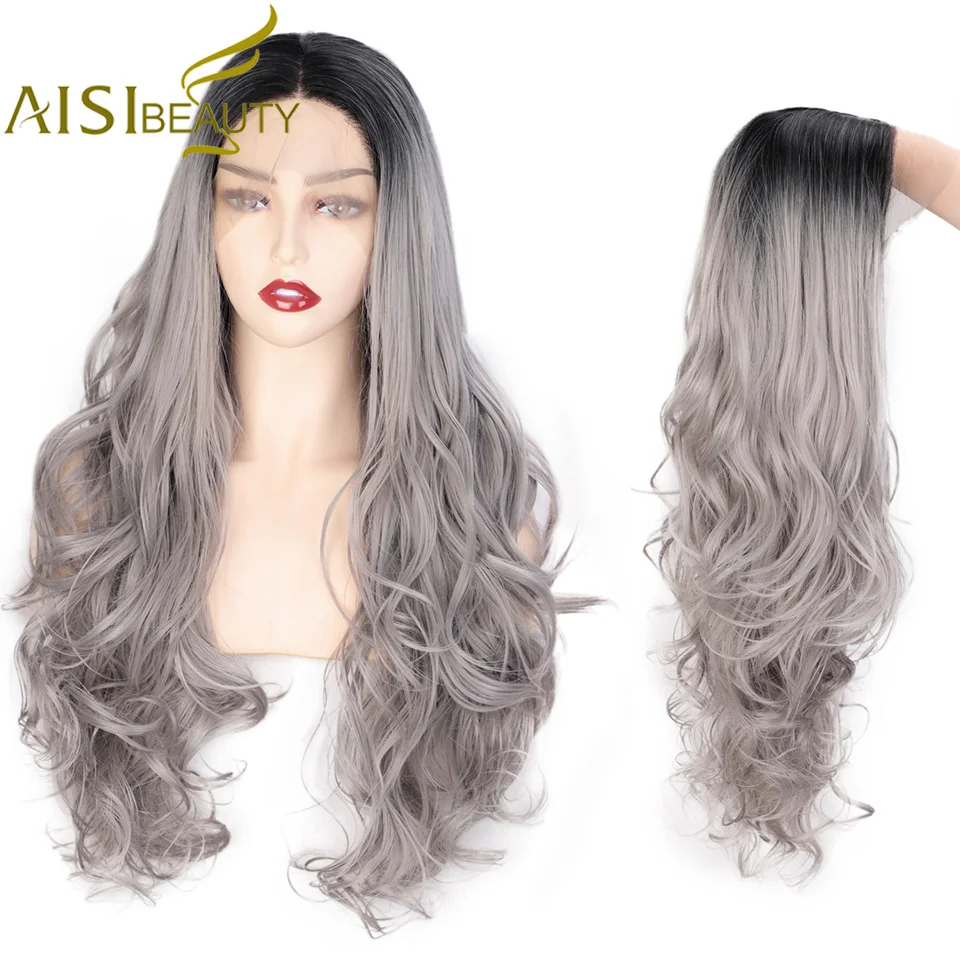 AISIBEAUTY Lace Front Wig Women/'s Long Wavy Grey/Blonde Wig Middle Part Synthetic High Temperature Hair for Africa American AISIBEAUTY Lace Front Wig Women/'s Long Wavy Grey/Blonde Wig Middle Part Synthetic High Temperature Hair for Africa American