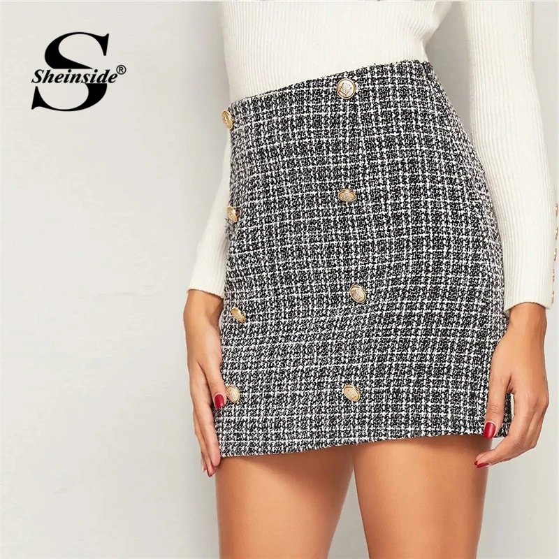 Sheinside Elegant Double Breasted Tweed Skirt Women 2019 Autumn High Waist A Line Skirts Office Ladies Patchwork Mini Skirt
Sheinside Elegant Double Breasted Tweed Skirt Women 2019 Autumn High Waist A Line Skirts Office Ladies Patchwork Mini Skirt