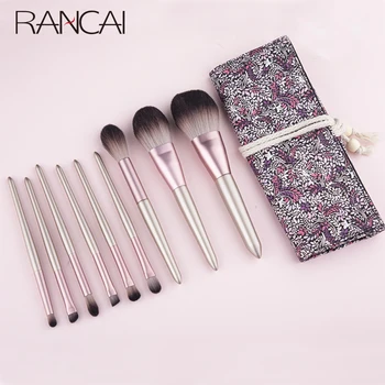 RANCAI 9pcs Hight Quality Makeup Brushes maquiagem New Mermaid Foundation Eyebrow Eyeliner Cosmetic makeup Brushes With Bag